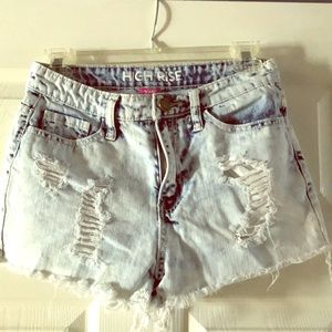 High waisted denim shorts